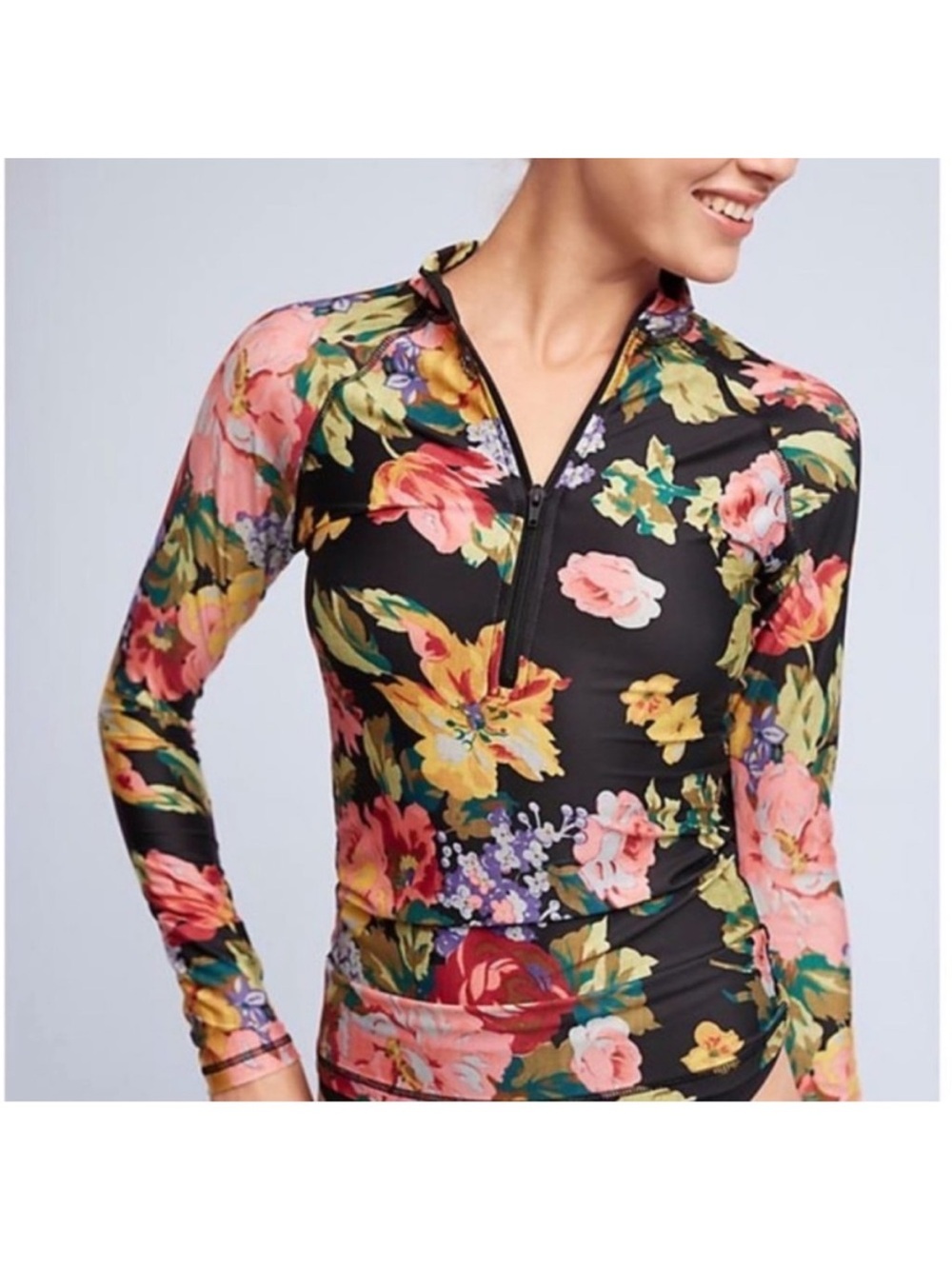 Anthropologie Alihop floral long sleeve swim rash guard